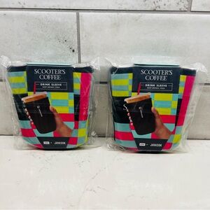SCOOTER’S COFFEE NWT JavaSok Set of 2 Drink Sleeves Size L